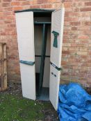 A PLASTIC UPRIGHT STORAGE BOX