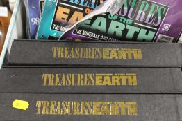 A BOX OF TREASURES OF THE EARTH MAGAZINES WITH GEMSTONE / ROCK SAMPLES ETC