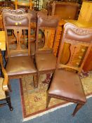 A SET OF FIVE EDWARDIAN OAK DINING CHAIRS