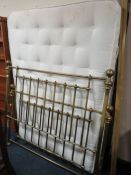 A VICTORIAN STYLE BRASS EFFECT DOUBLE BED FRAME WITH M&S MATTRESS