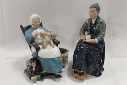 A ROYAL DOULTON FIGURINE 'THE CUP OF TEA' HN2322 TOGETHER WITH 'NANNY' HN2221 (2)