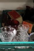 A TRAY OF GLASSWARE AND SUNDRIES