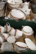 TWO TRAYS OF ROYAL GRAFTON MAJESTIC TEA AND DINNERWARE ETC.