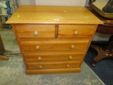 A SMALL MODERN PINE CHEST OF FOUR DRAWERS W-75 CM