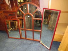 A MODERN ARCHED WINDOW MIRROR WITH TWO RECTANGULAR MIRRORS (3)