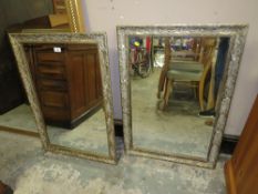 A PAIR OF MODERN FRAMED RECTANGULAR WALL MIRRORS 86 X 61 CM (2)