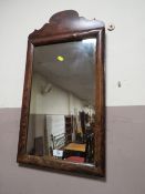 AN ANTIQUE WALNUT RECTANGULAR MIRROR 70 X 37 CM