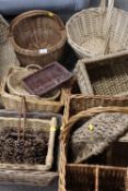 AN ASSORTMENT OF WICKER BASKETS ETC