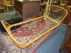 A BLONDE ERCOL STUDIO COUCH / SINGLE BED A/F * ALL WEBBING MISSING * L-210 CM