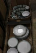 TWO TRAYS OF DENBY TEA AND DINNERWARE
