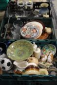 THREE TRAYS OF ASSORTED CERAMICS AND GLASS
