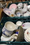 TWO TRAYS OF ASSORTED CERAMICS TO INC A TWIN HANDLED VASE