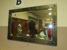 AN ARTS AND CRAFTS STYLE RECTANGULAR WALL MIRROR 51 X 75 CM