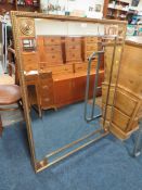 A LARGE MODERN GILT FRAMED RECTANGULAR MIRROR 125 X 100 CM