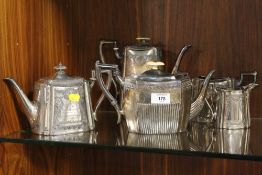 A SILVER PLATED ANTIQUE FOUR PIECE TEA AND COFFEE SERVICE DATED JANUARY 22ND 1895 TOGETHER WITH