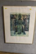 A FRAMED AND GLAZED LIMITED EDITION ETCHING AQUATINT SIGNED AND DATED 1992 ENTITLED 'COPTIC CHRIST'