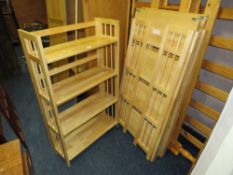 THREE MODERN FOLDING FOUR TIER BOOKSHELVES H-118 W-71 CM (3)