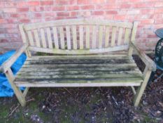 A LARGE HARDWOOD GARDEN BENCH L- CM