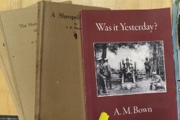 ONE SMALL TRAY OF ASSORTED ANTIQUE AND VINTAGE BOOKS TO INCLUDE 'A SHROPSHIRE LAD' BY A E HOUSMAN