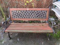 A CAST / WOOD GARDEN BENCH