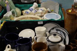 TWO TRAYS OF CERAMICS ETC TO INCLUDE PORTMEIRION TOTEM COFFEE WARE