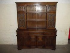 AN OLD CHARM OAK WALL UNIT