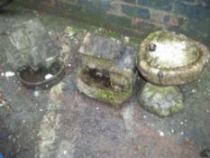 THREE CONCRETE GARDEN ORNAMENTS