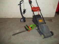 THREE ITEMS TO INCLUDE AN ELECTRIC MOWER ETC