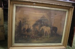 A FRAMED AND GLAZED PRINT 92 CM X 71 CM