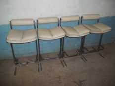 FOUR CHROME AND FAUX LEATHER CHAIRS