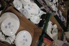 THREE TRAYS OF WEDGWOOD 'ICE ROSE' TEA AND DINNERWARE (TRAYS NOT INCLUDED)