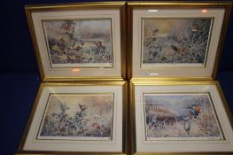 FOUR LIMITED EDITION ORNITHOLOGICAL PRINTS 41 CM X 36 CM