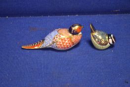 TWO ROYAL CROWN DERBY PAPERWEIGHTS WITH GOLD STOPPERS