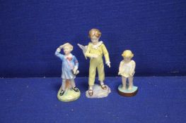 TWO ROYAL WORCESTER FIGURES 'PARAKEET' AND 'JOAN' AND A ROYAL DOULTON FIGURE 'LITTLE BOY BLUE'