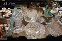 TWO TRAYS OF ASSORTED GLASSWARE (TRAYS NOT INCLUDED)