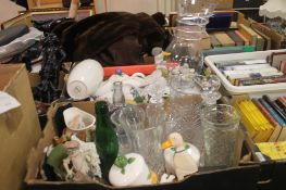 TWO TRAYS OF ASSORTED CERAMICS AND GLASSWARE (TRAYS NOT INCLUDED)