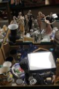 TWO TRAYS OF ASSORTED CERAMICS TO INCLUDE FIGURINES (TRAYS NOT INCLUDED)