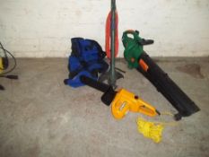 THREE ITEMS TO INCLUDE A CHAINSAW, A STRIMMER AND A LEAF BLOWER