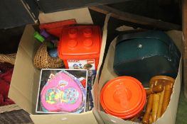 TWO TRAYS OF VINTAGE TOYS (TRAYS NOT INCLUDED)