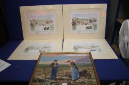 ONE ORIGINAL AND 3 PRINTS OF LOCAL INTEREST (BLACK COUNTRY) TOGETHER WITH A TAPESTRY