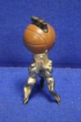 A VINTAGE SPORTS THEME TABLE LIGHTER, POSSIBLY BASKET BALL INTEREST