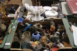 TWO TRAYS OF CERAMICS AND SUNDRIES (TRAYS NOT INCLUDED)