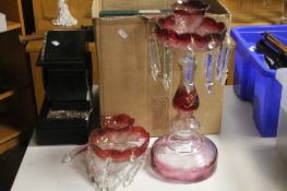 A CRANBURY GLASS EPERGNE