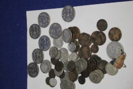 A COLLECTION OF ASSORTED COINS TO INCLUDE SHILLINGS ETC