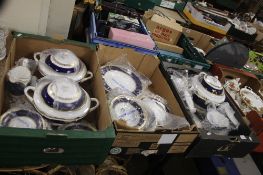 THREE TRAYS OF ROYAL WORCESTER DIPLOMAT TEA AND DINNERWARE (TRAYS NOT INCLUDED)