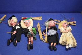 FOUR BOXED PELHAM PUPPETS TO INCLUDE A WITCH, AN ANGEL ETC