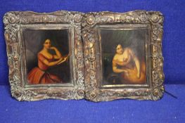 A PAIR OF FRAMED PORTRAIT OILS 20 CM X 17 CMConditionReport:VARIOUS SIGNS OF CRAZING