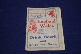 A 1931 ENGLAND V WALES RUGBY WORLD CUP OFFICIAL PROGRAMME