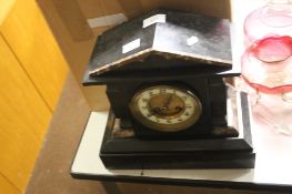 A SLATE MANTLE CLOCK
