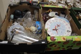 TWO TRAYS OF ASSORTED CERAMICS AND GLASSWARE (TRAYS NOT INCLUDED)